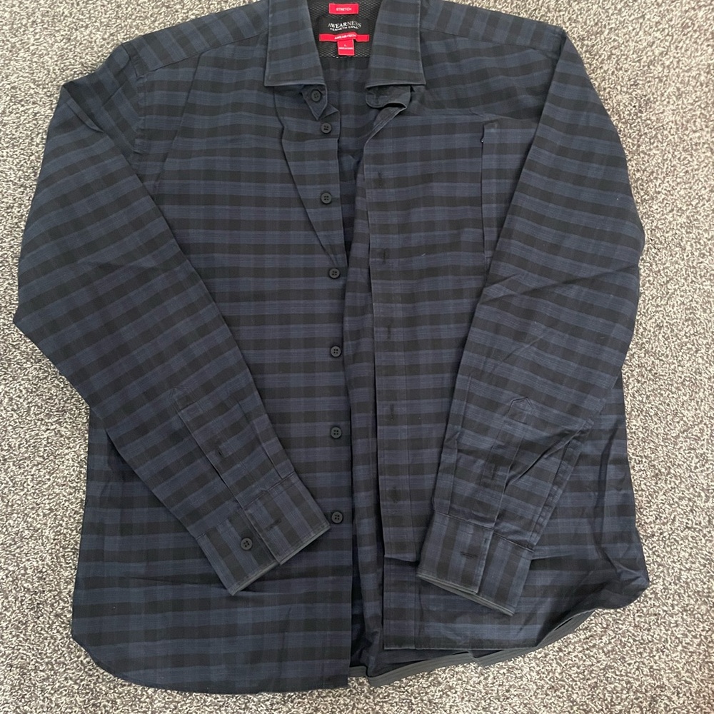 Black and Blue Checkered Button-Up Shirt